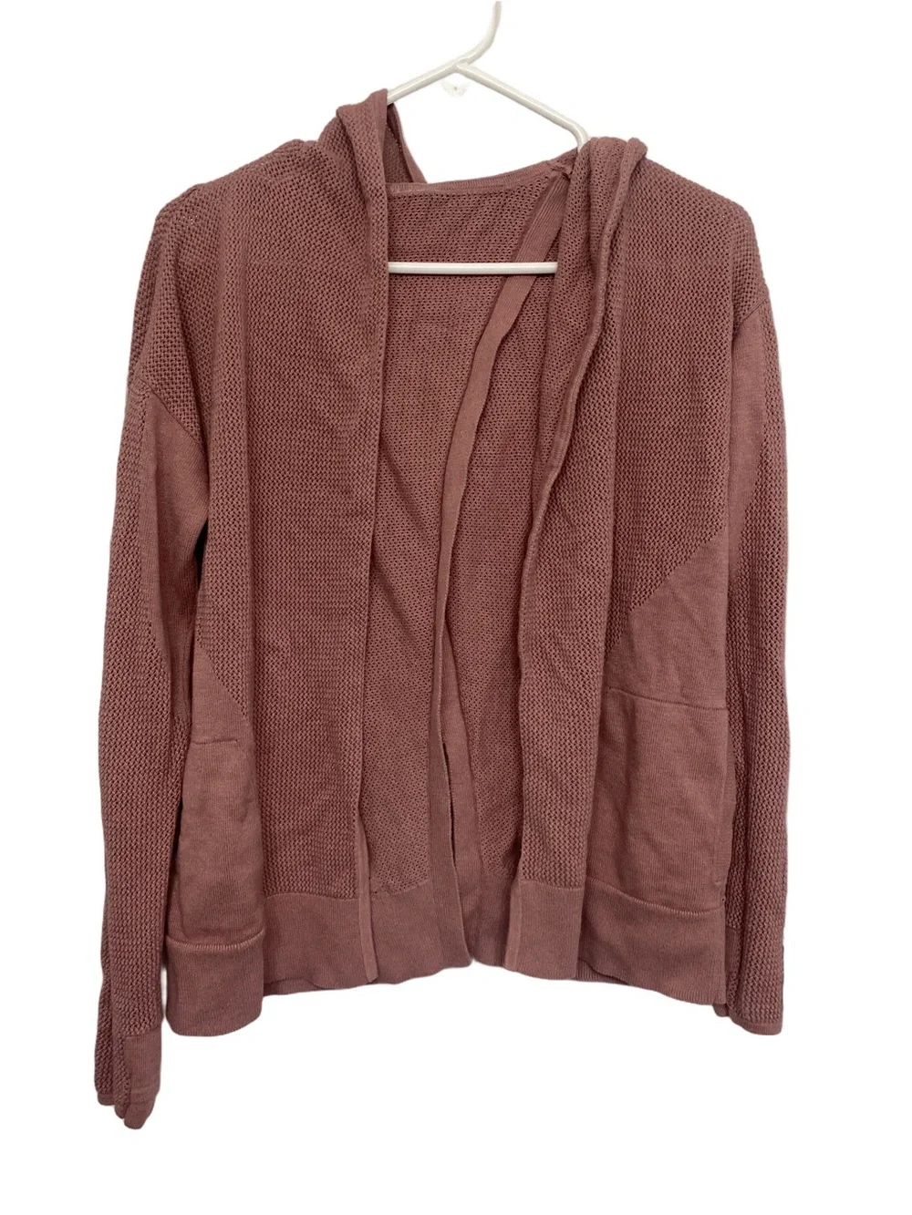 Lululemon Mesh-Back Open Front Hooded Cardigan - Mauve
